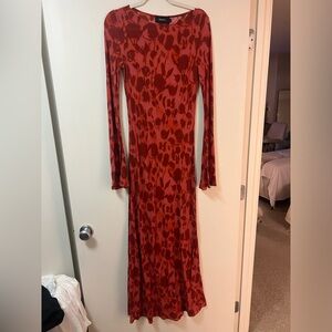 RelisationPar Long Sleeve Silk Floral Gown Size L